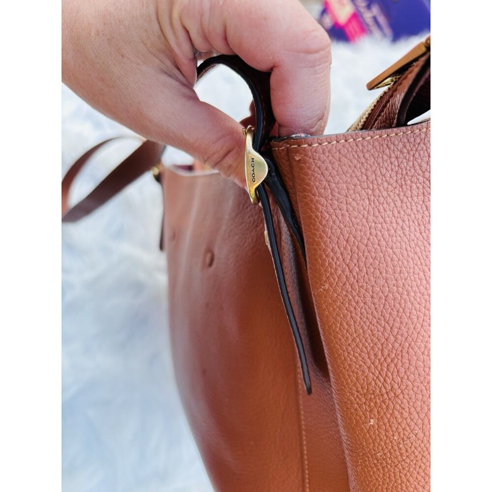 COACH Alana Leather Tote Bag Saddle Color Authentic Shoulder Bag - Picture 8 of 13